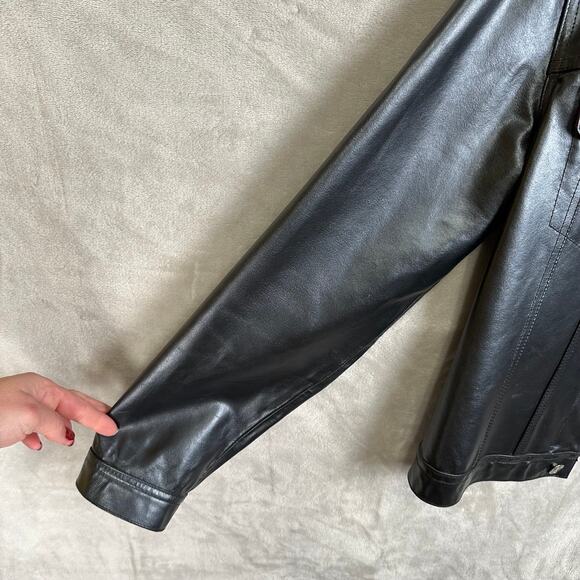 Vintage Ralph Lauren Leather Jacket Womens Medium Black Lined 90s Y2K Biker - Picture 5 of 16